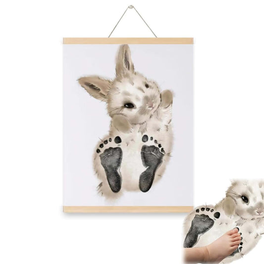 Fivveor Footprint Keepsake Frame, Rabbit Design, Handprint and Paw Print Memory Display