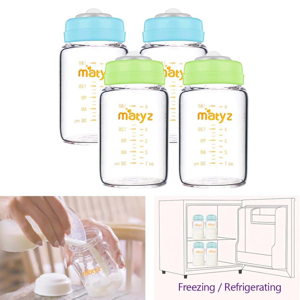 Matyz Glass Breastmilk Storage Containers, Wide Mouth Collection Bottles
