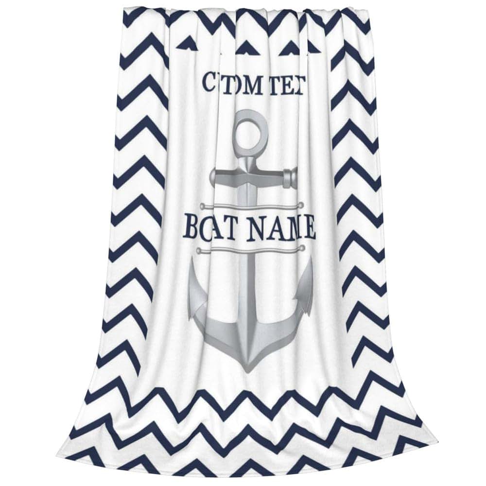 HNfmeug Personalized Nautical Themed Navy Blue Throw Blanket (photo 3)