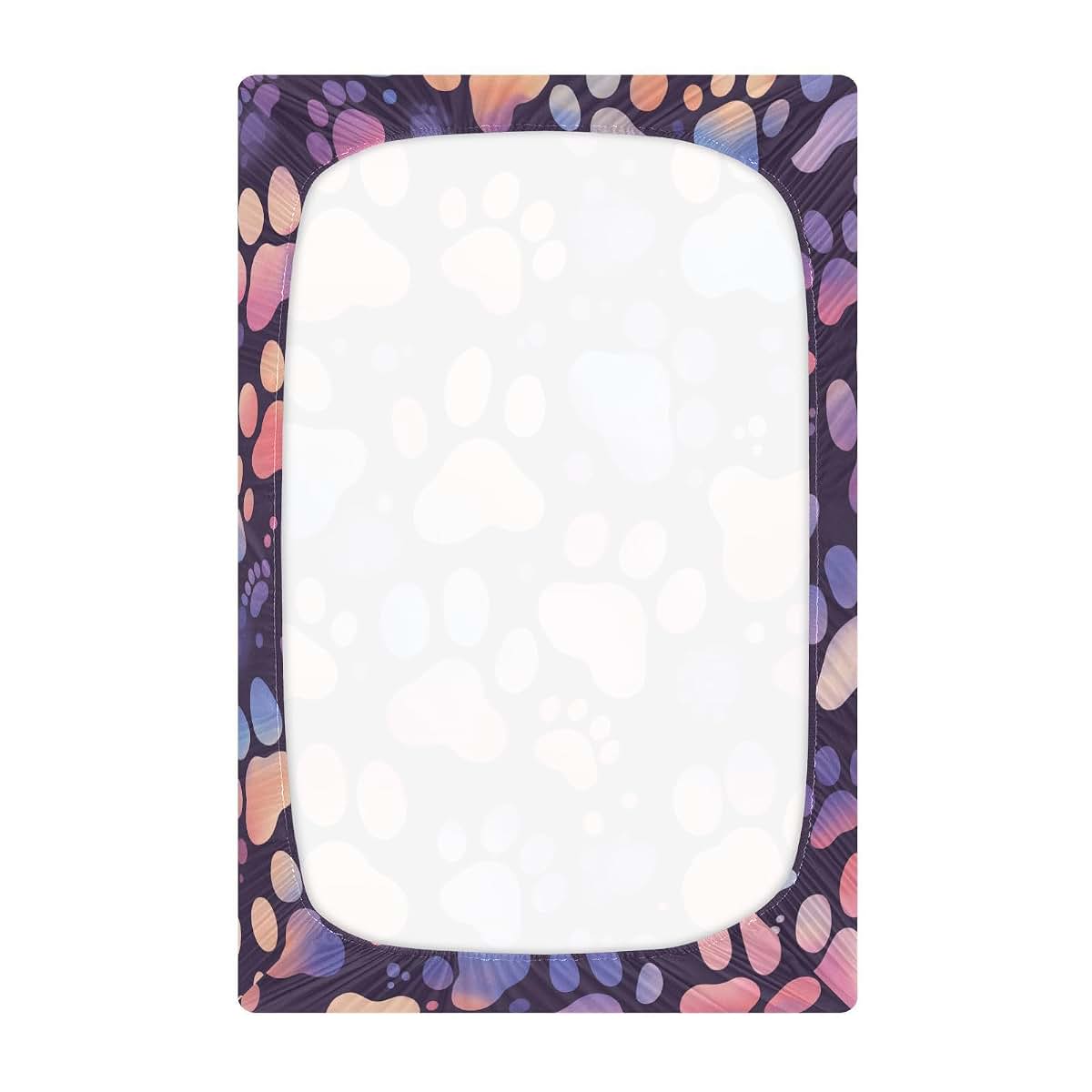 KEEPREAL Fitted Crib Sheets Colorful Cat Paw