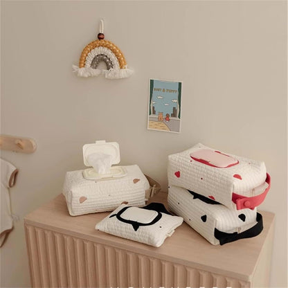 LOXGO Bear Embroidery Wet Wipe Pouch for Baby Strollers