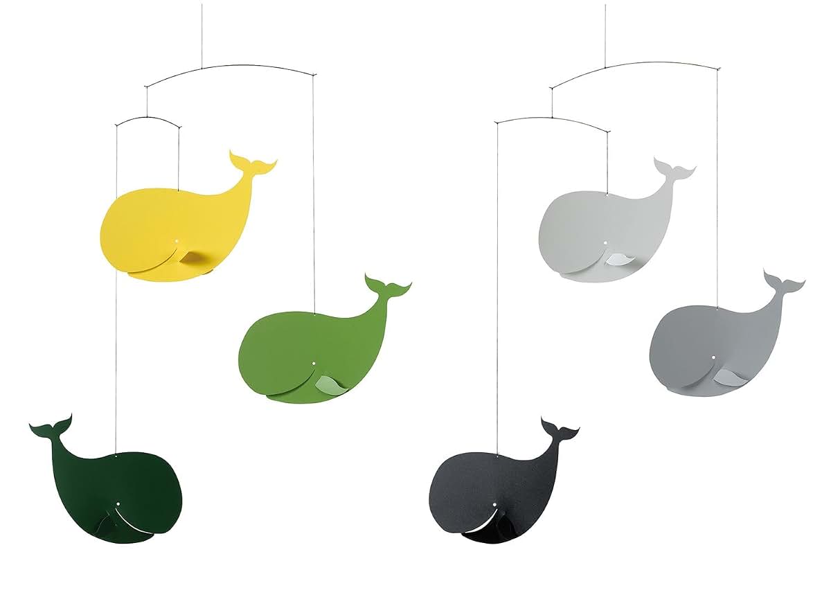 Flensted Mobiles Happy Whales Black And Grey Mobile (photo 2)