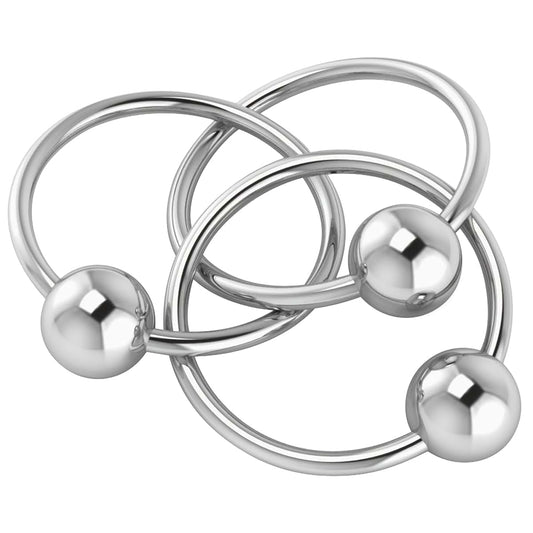 Krysaliis 3 Ring .925 Sterling Silver Teether Rattle Ring | Boy and Girl Gifts for Newborns, Shower, 1st Birthday