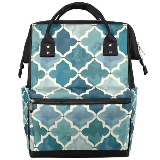 Skonsati Retro Morocco Tile Large Diaper Bag Backpack with Stroller Straps