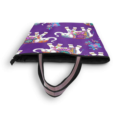 Loancwa Colorful Elephant Floral Print Tote Bag