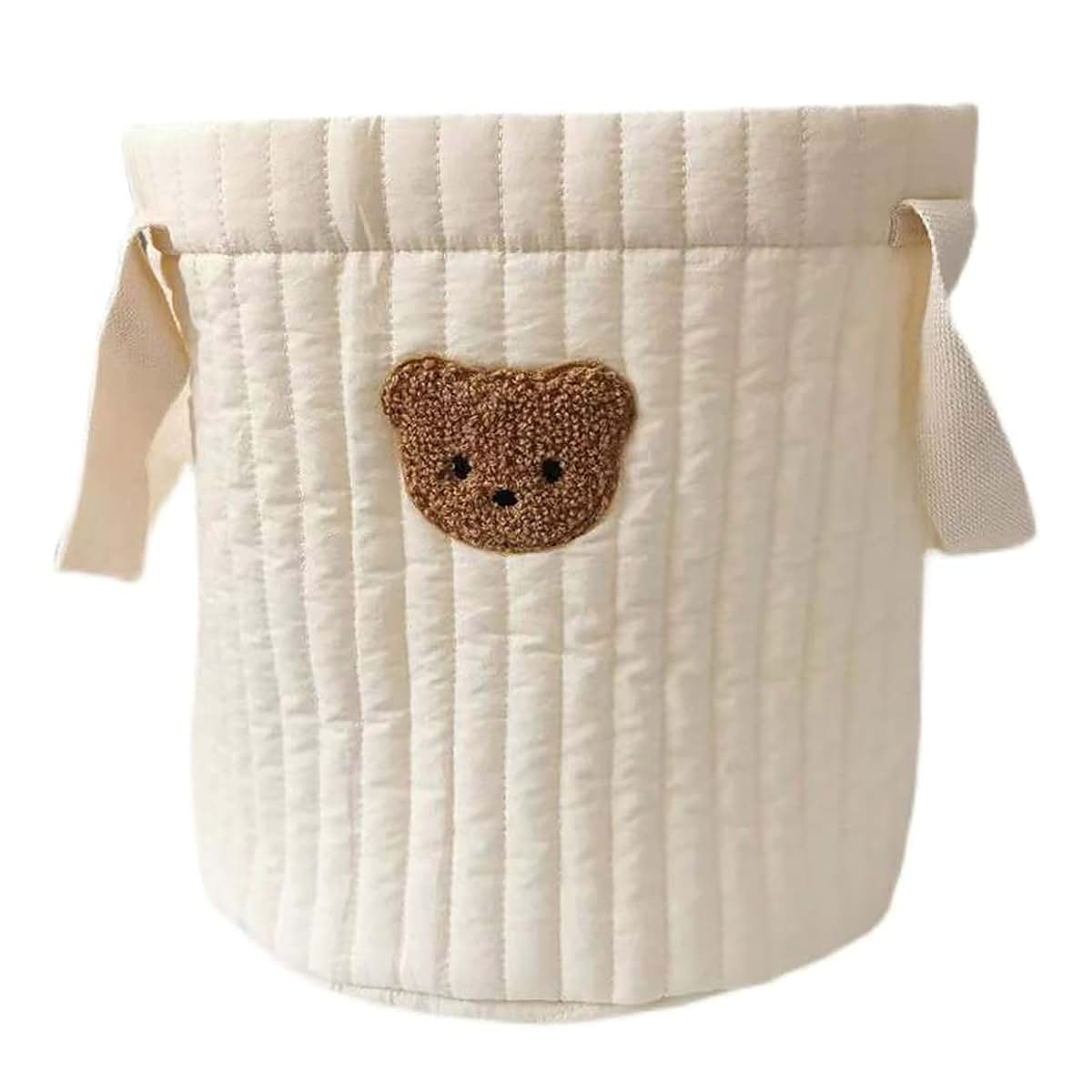 Yovslop Bear Storage Bucket Beige Cotton Basket