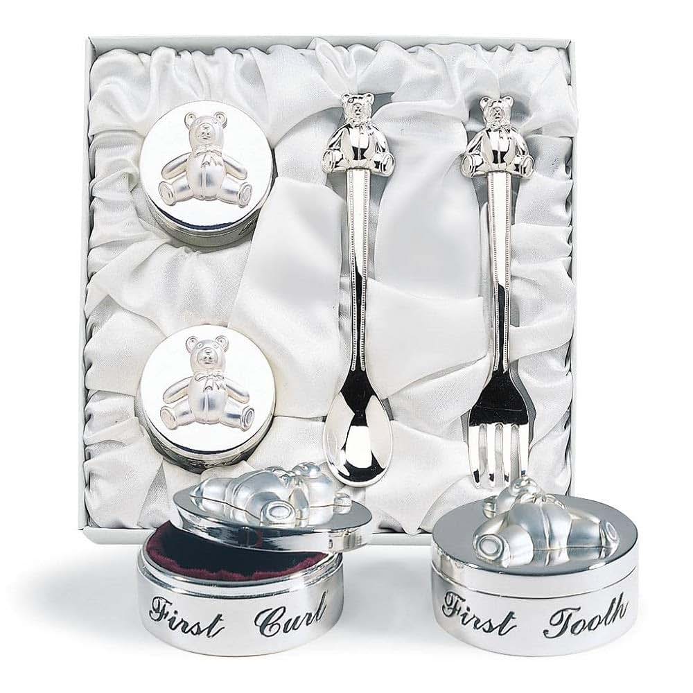 SAGEFINDS Baby’s First Curl and First Tooth Keepsake Box Collection | Adorable Teddy Bear Designs | Charming Gift