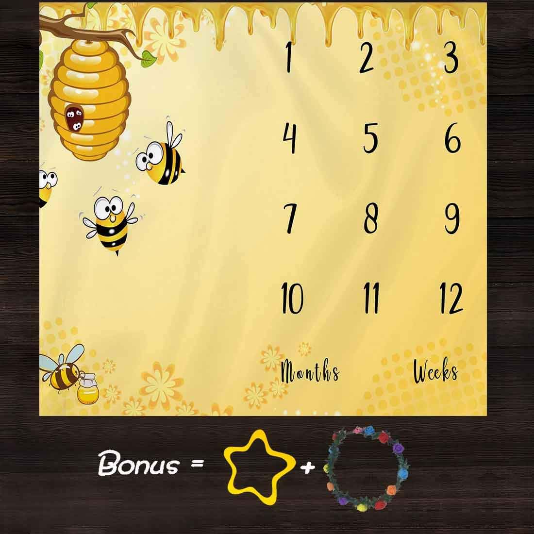 Honeycomb Bee Milestone Blanket for Newborn Photography and Growth Tracking