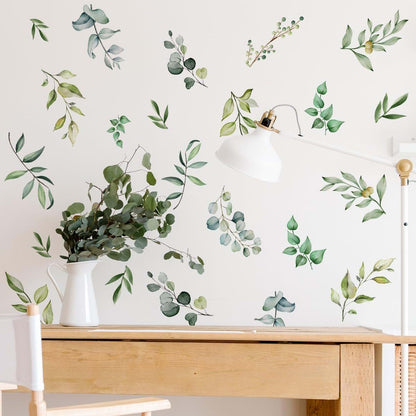 Green Leaf Wall Decals for Nursery and Living Room Decor