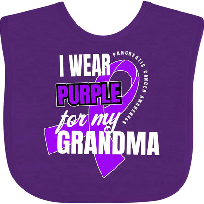Inktastic I Wear Purple for My Grandma Pancreatic Cancer Awareness Baby Bib