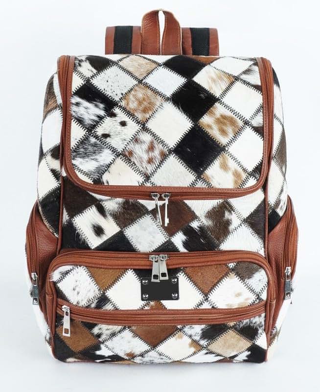 Leather Jacketz Cowhide Backpack - cow print diaper bag - western diaper bags - diaper rucksack - cowhide diaper bag (photo 2)