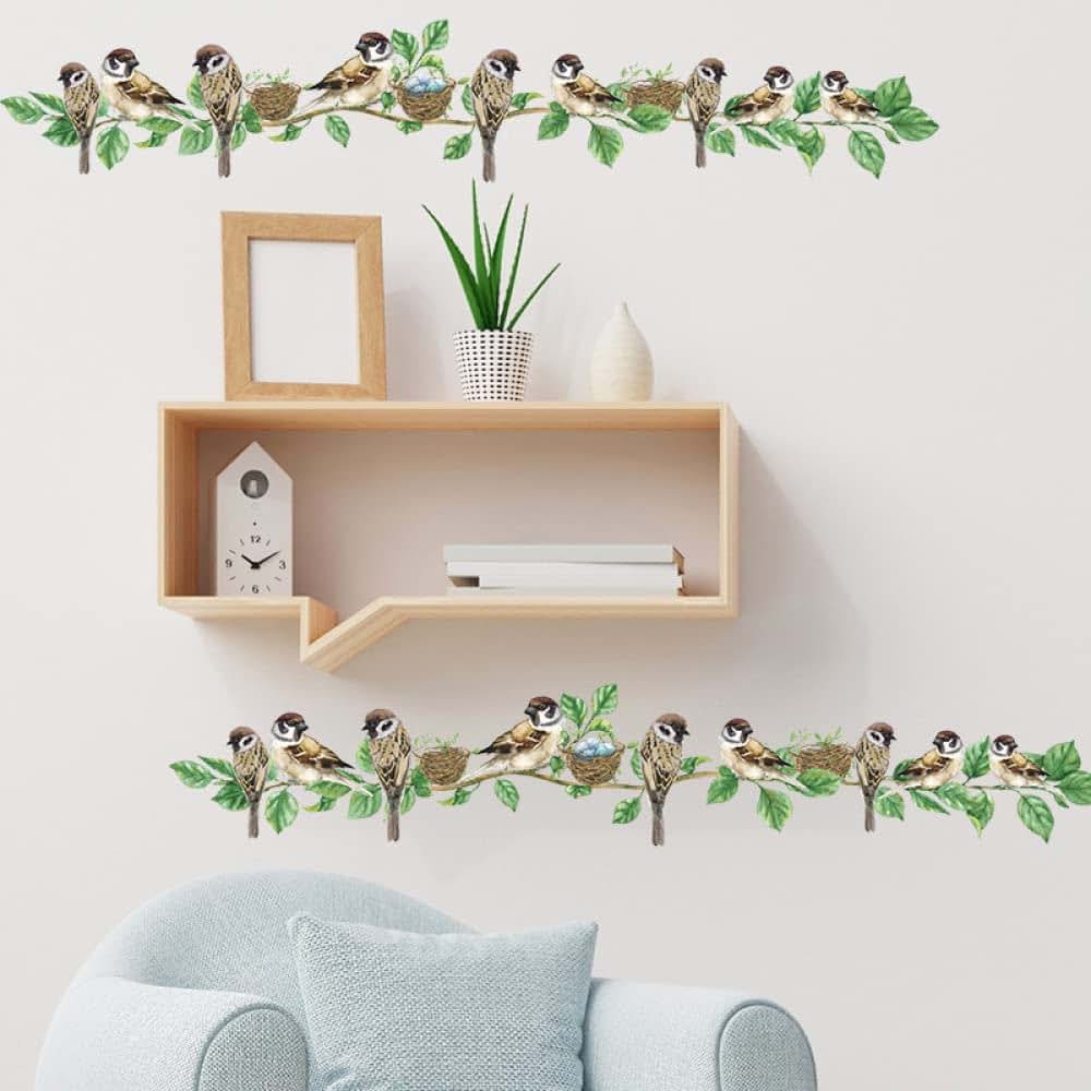 Nobrim Birds Nest Twigs Wall Stickers For Nursery Decor