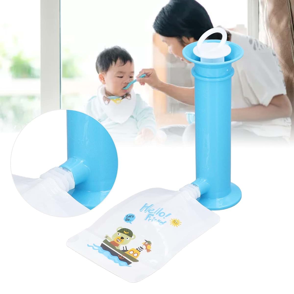 Jiawu Squeeze Station Pouch Filler for Baby Food with 6 Reusable Storage Pouches