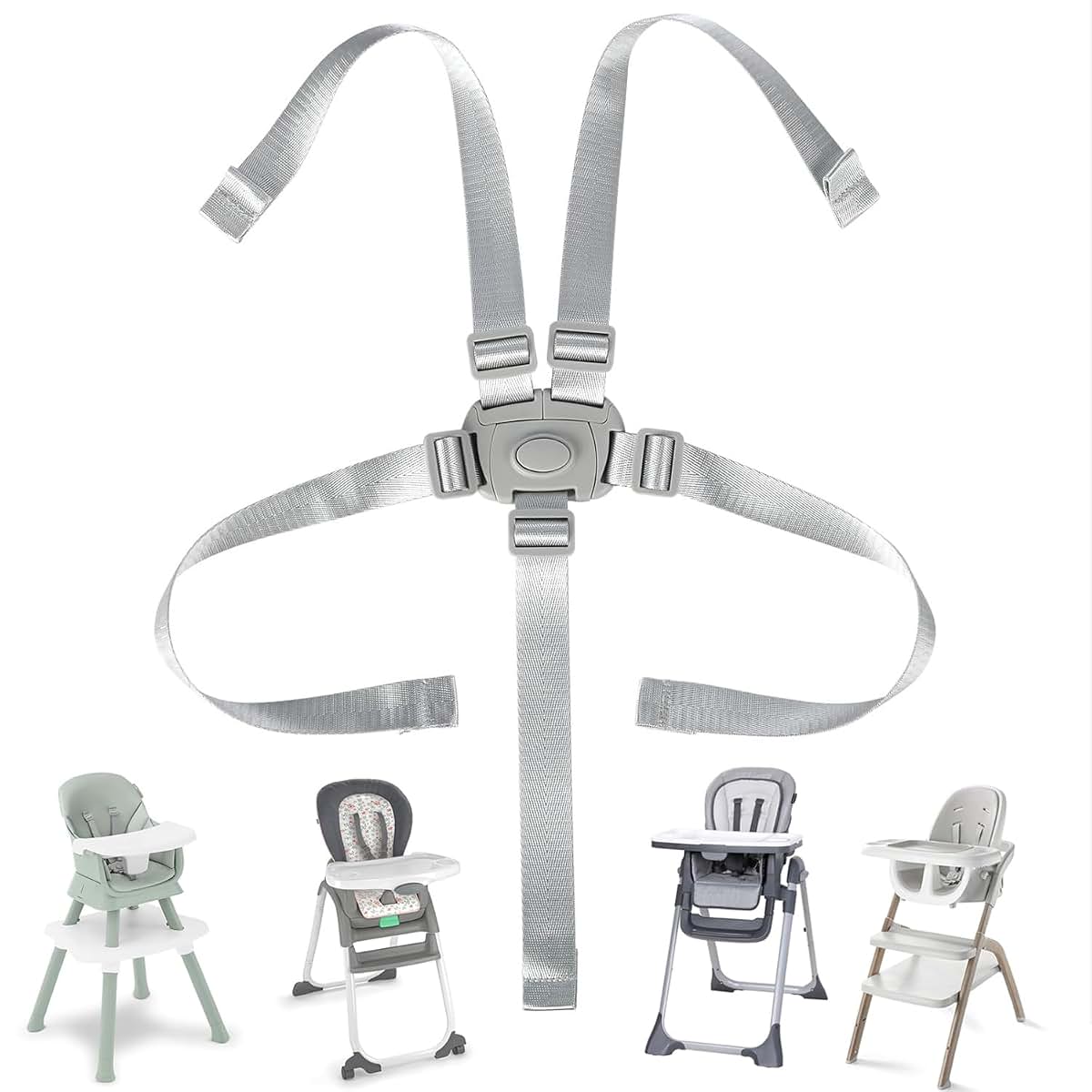 Coraltree High Chair Straps Replacement Grey Adjustable