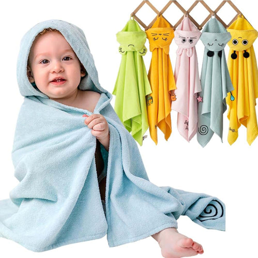 Milk Moo Soft Cuddles Milk&Moo Baby Hooded Towel, 100% Organic Turkish Cotton, Ultra Absorbent Bath Towel with Hood