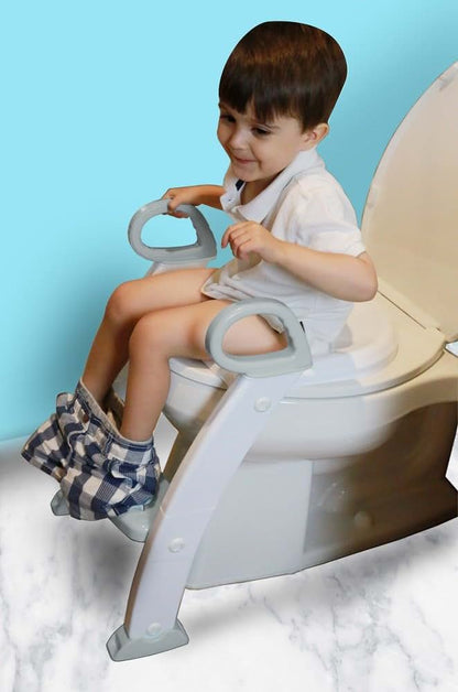 Spuddies Potty With Ladder, White/Gray, Foldable Training Seat (photo 3)