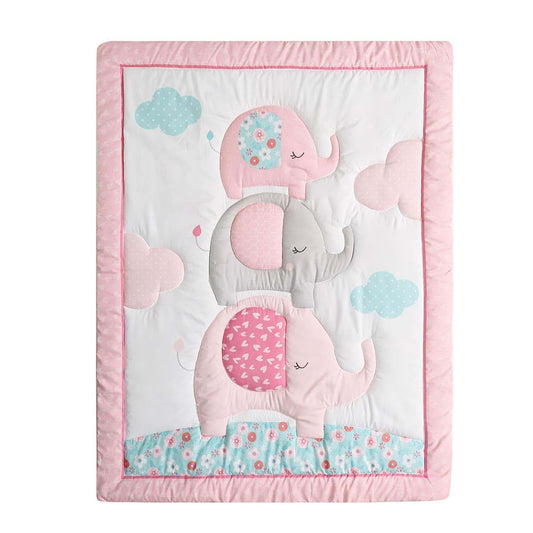 CribMATE 1 PC Pink Elephant Nursery Crib Quilt Baby Girl Crib Bed Cover Blanket Baby Gift Idea (Elephant)