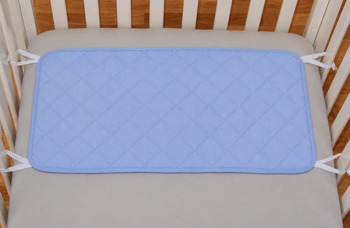 Abstract Quilted Portable Crib Bib Sheet Saver 24.5" X 13" (2 Pack, Blue) (photo 4)