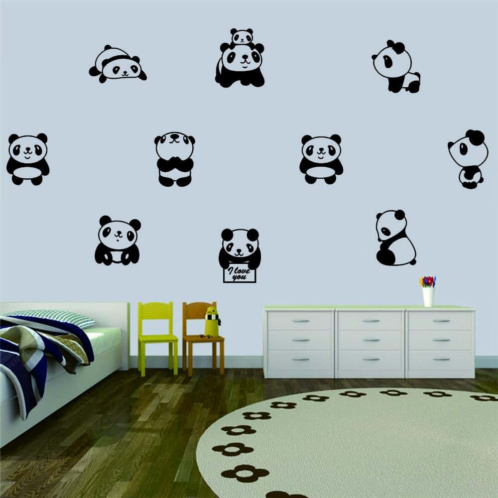 Panda Nordic Style Vinyl Wall Decal Sticker Set