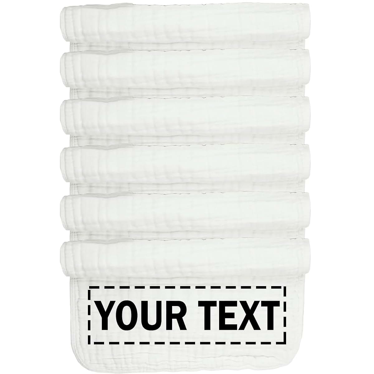 DANCEBEAR Personalized Muslin Burp Cloths 6 Pack Baby Burp Cloth (White)
