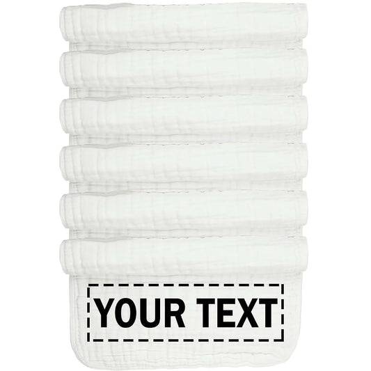 DANCEBEAR Personalized Muslin Burp Cloths 6 Pack Baby Burp Cloth (White)