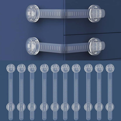 BabyOneStop 12 Pcs Transparent Child Proof Cabinet Locks for Drawers, Fridges, Toilets, Cabinets