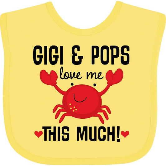 Inktastic Gigi And Pops Love Me Baby Bib With Heart And Crab Graphic