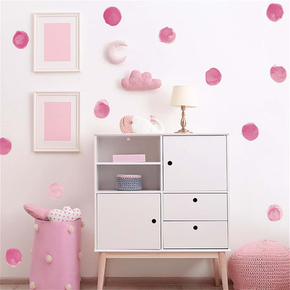 sacinora 72 Pcs Rose Red Polka Dots Wall Stickers, 6 Sheets Vinyl Peel and Stick Decals for Nursery