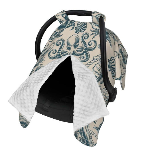 CAYKWVZ Vintage Nautical Octopus Baby Car Seat Canopy Cover Multi Use Shower Gift, Nursing Cover for Mom Nursing