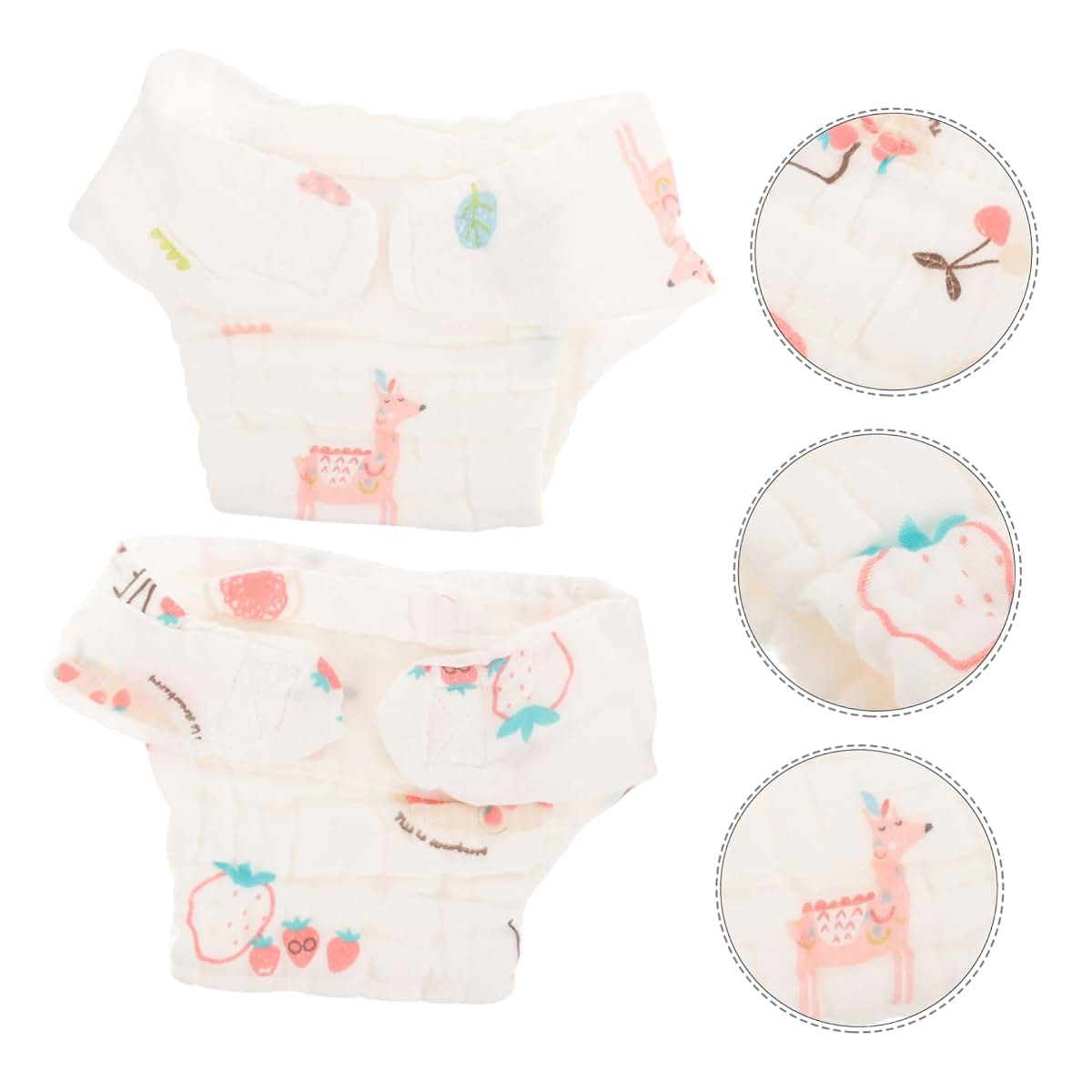 HANABASS 2 Pcs Cotton Gauze Reusable Baby Girl Diaper Pants S Size Washable (photo 3)