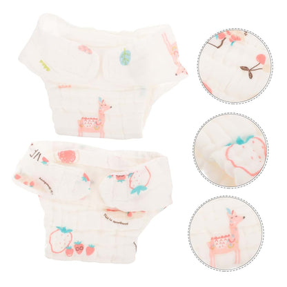HANABASS 2 Pcs Cotton Gauze Reusable Baby Girl Diaper Pants S Size Washable (photo 3)