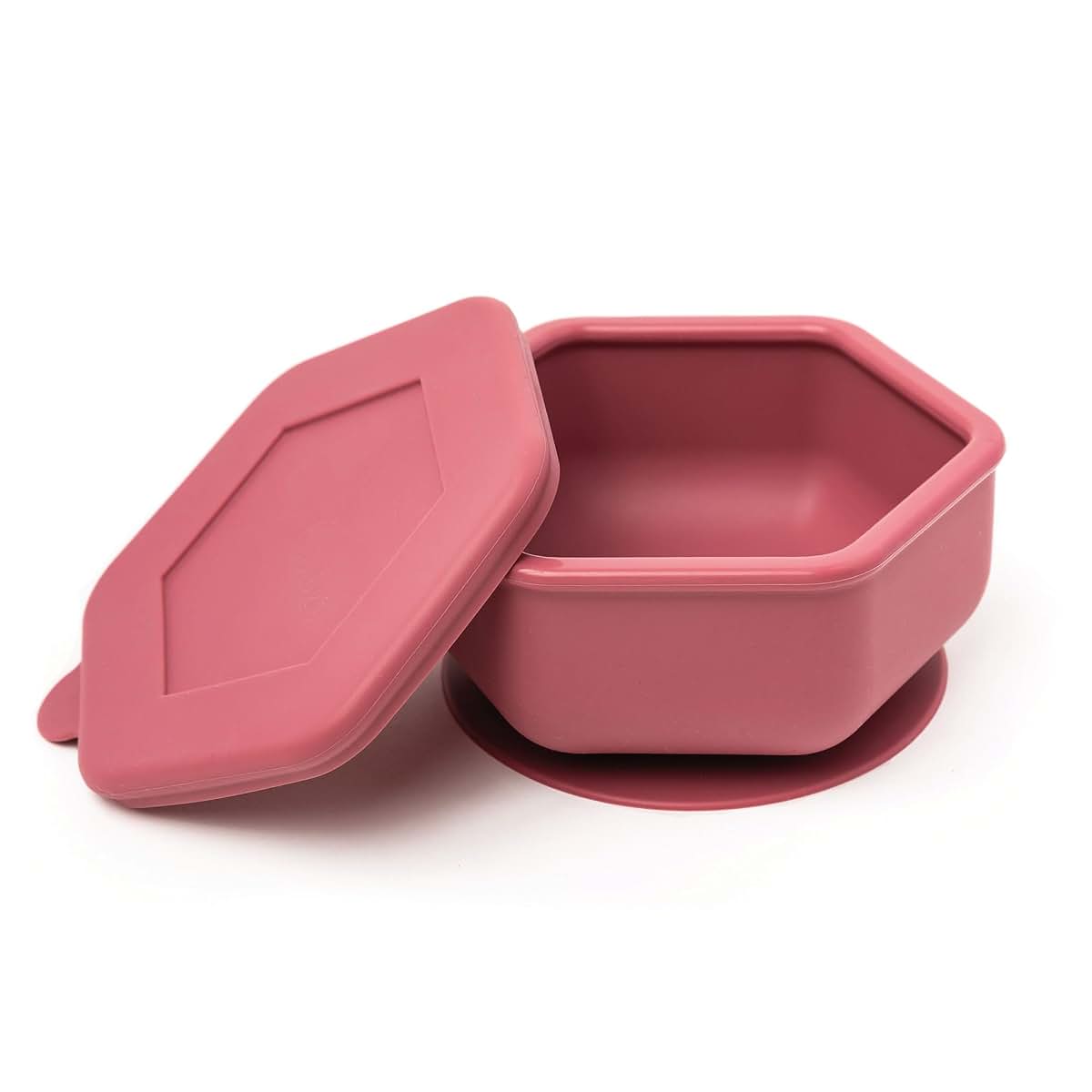 Tiny Twinkle Silicone Suction Bowl with Lid 13oz Burgundy
