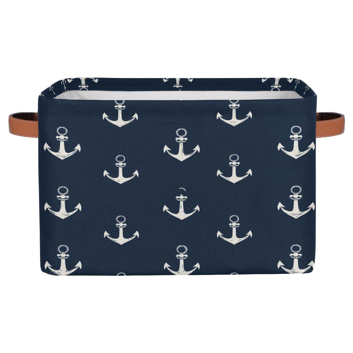 UOYO Sea Ocean Nautical Anchor Storage Basket - Collapsible Canvas Bin