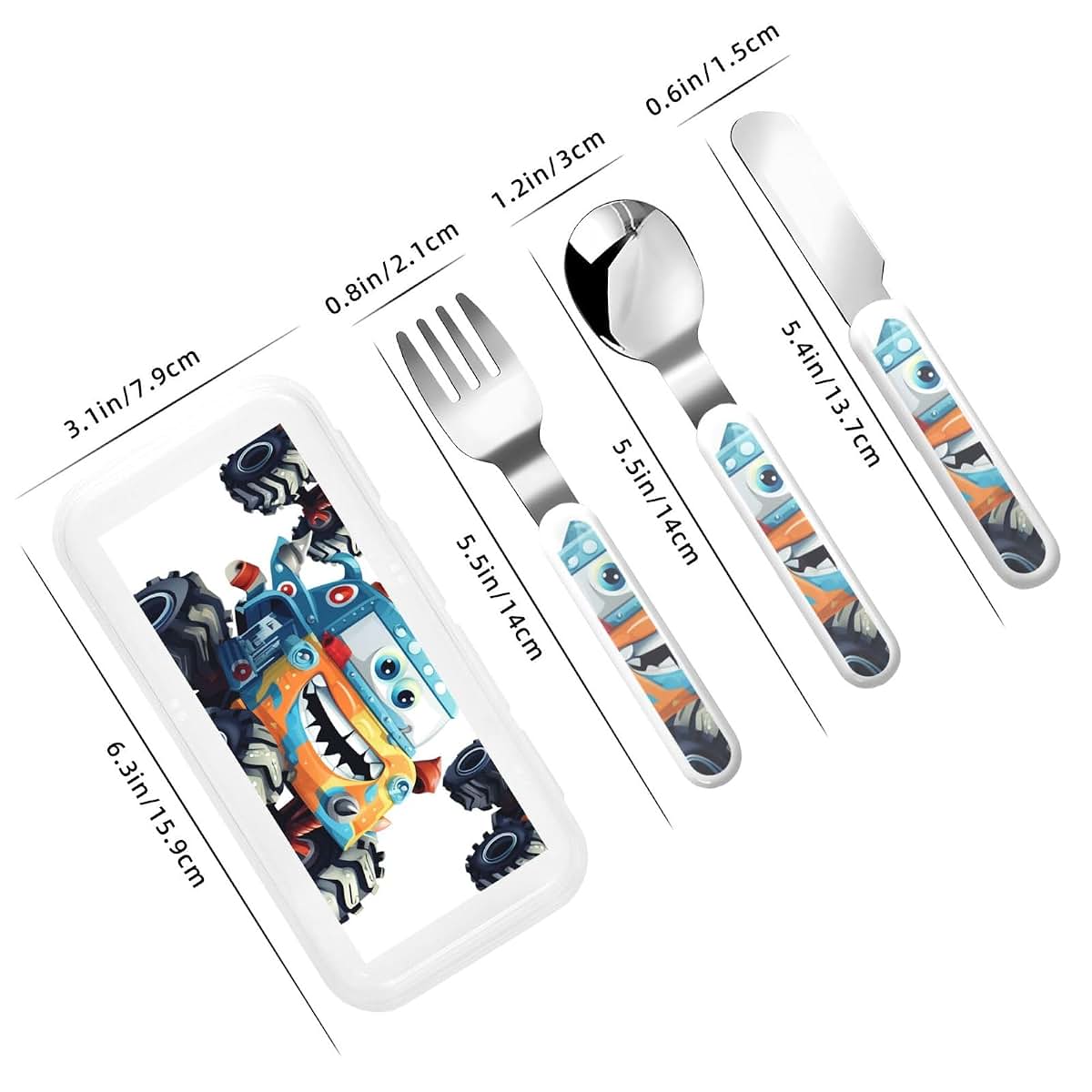 DDTKLSNV 3-Piece Kids Silverware Set With Storage Case, Stainless Steel Reusable Children Safe Knife Spoon Fork Set
