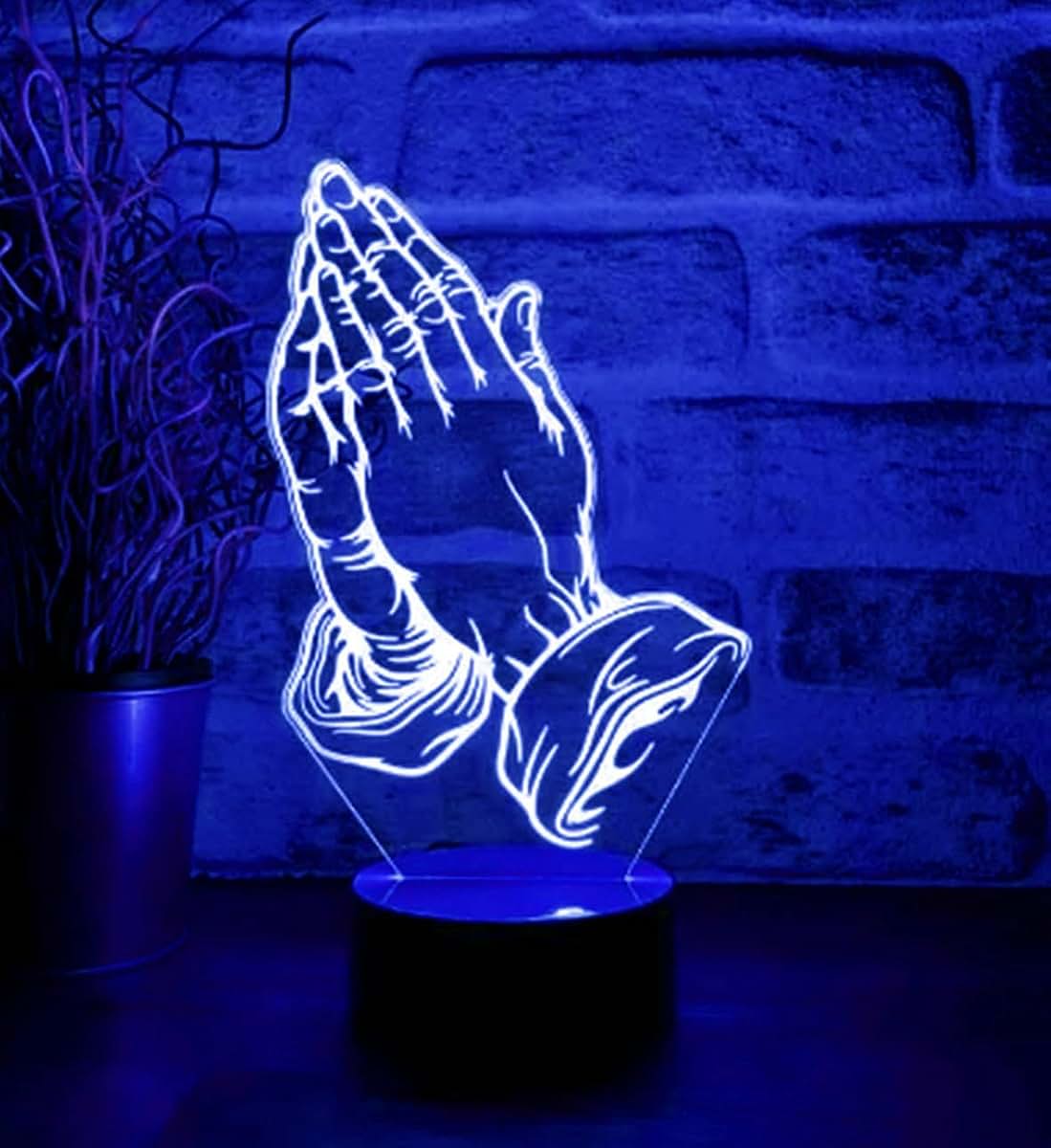 Jinnwell 3D Pray Hand Night Light Lamp Illusion 7 Color Changing Touch Switch
