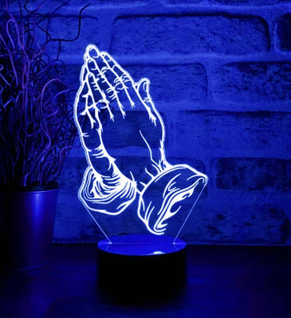 Jinnwell 3D Pray Hand Night Light Lamp Illusion 7 Color Changing Touch Switch