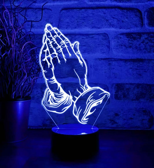 Jinnwell 3D Pray Hand Night Light Lamp Illusion 7 Color Changing Touch Switch