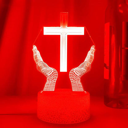 Jinnwell 3D Jesus Cross Night Light Lamp 7 Color Changing Acrylic USB