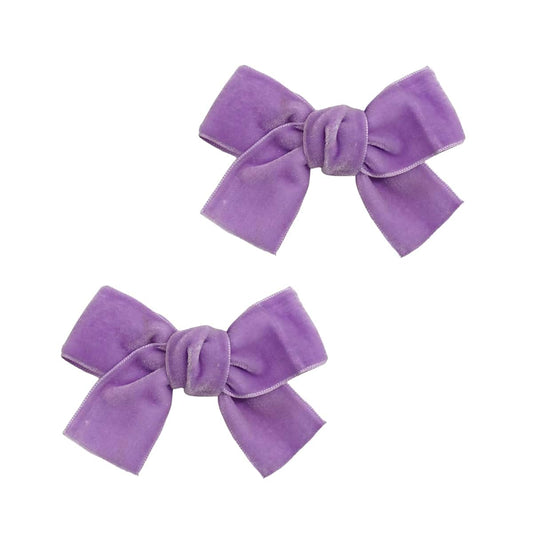 BOENBE LOVED Velvet Hair Bow for Toddler Girls Purple Alligator Clips