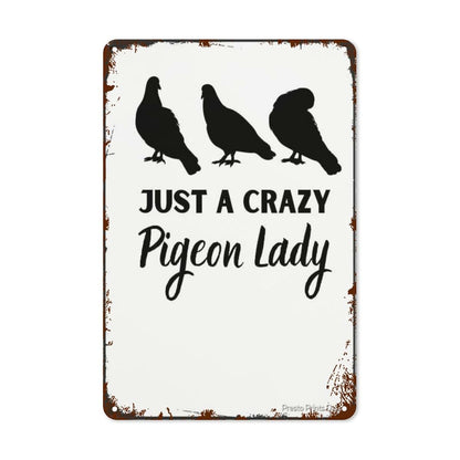 Wall Decor Sign - Retro Pigeon Horticulture Tin Metal Art for Home Kitchen