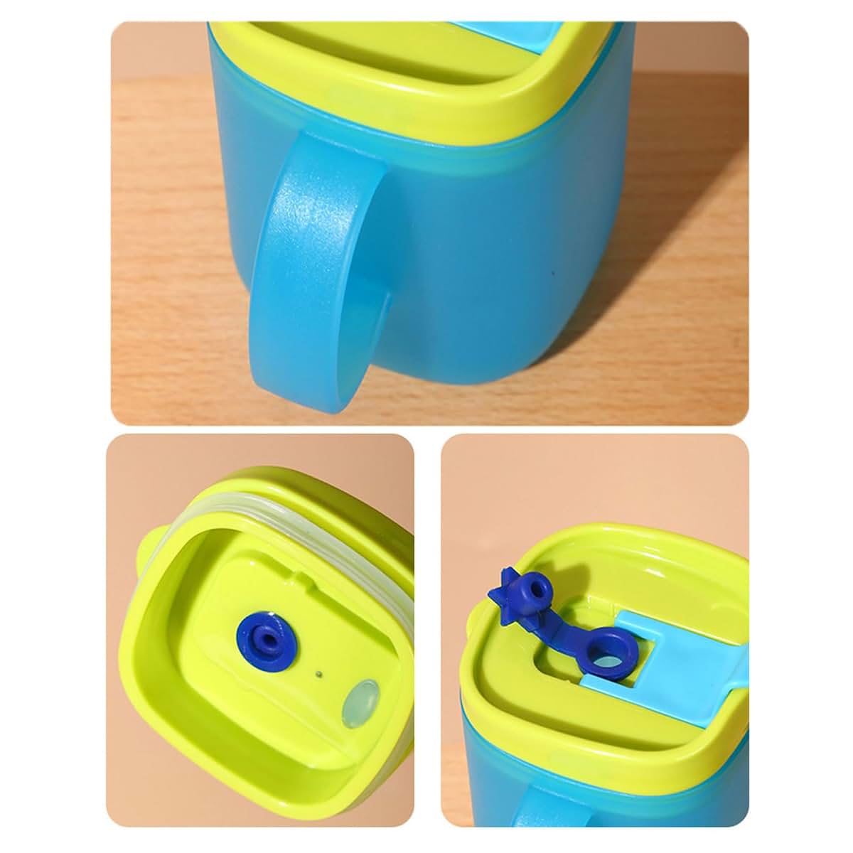 Emasdgeey Blue Cartoon Milk Cup With Straw And Leakproof Lid (photo 4)