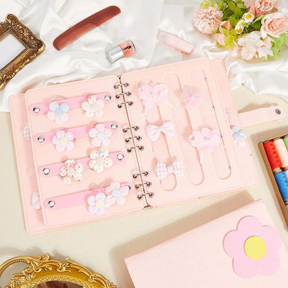 DELORIGIN Portable Felt Hair Clips Holder Pink Book-Style Organizer
