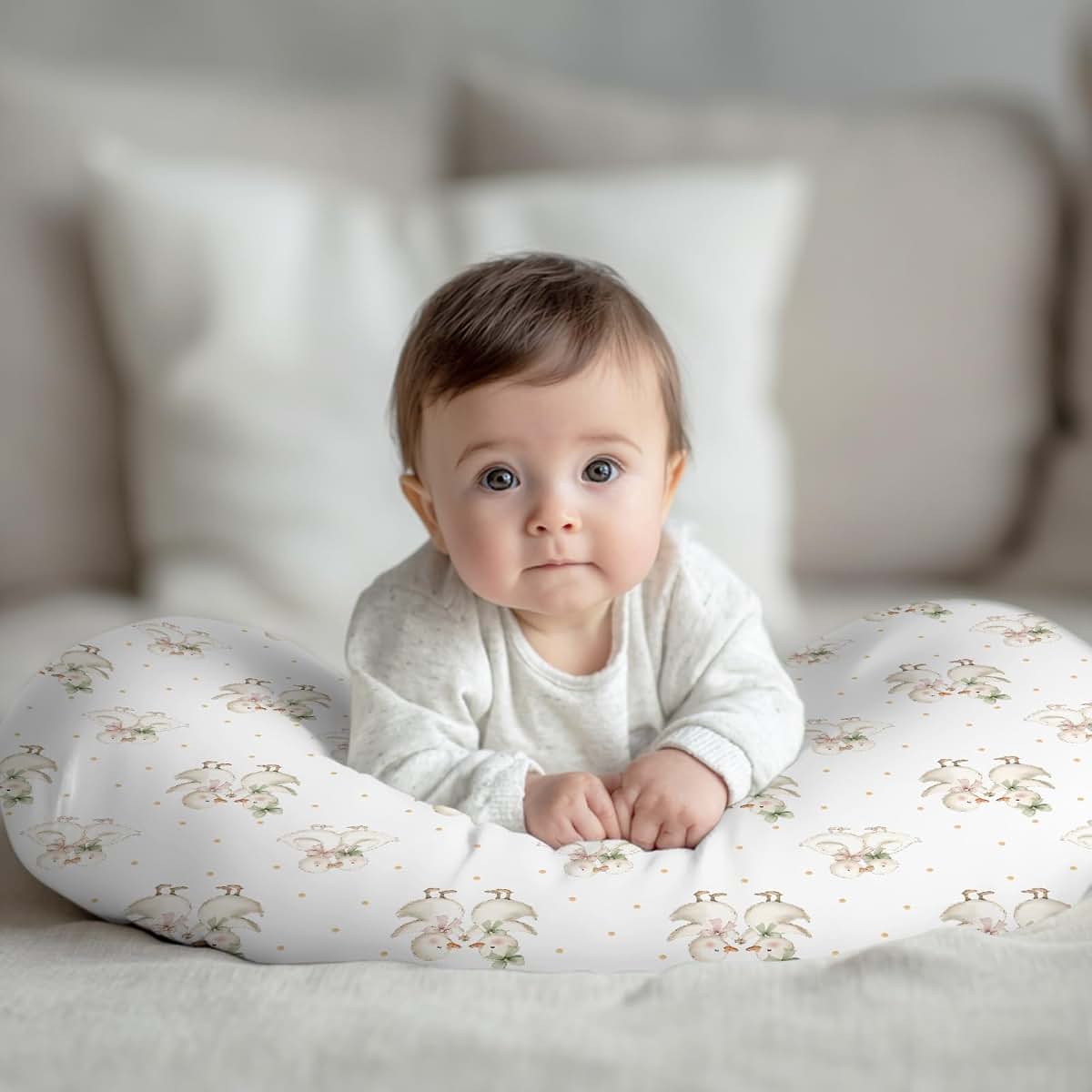 Wicbfdfv Cute Geese Duck Bows Pink Green Nursing Pillow Cover (photo 3)