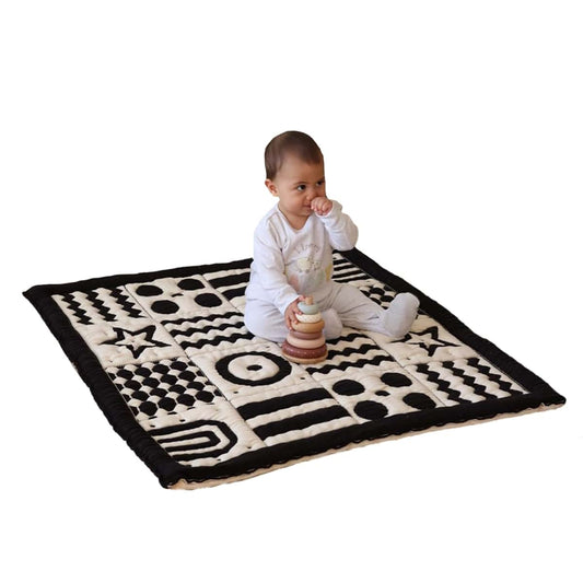 Little Dedi Organic Cotton Crawling Blanket 40x40 in, Montessori, Black