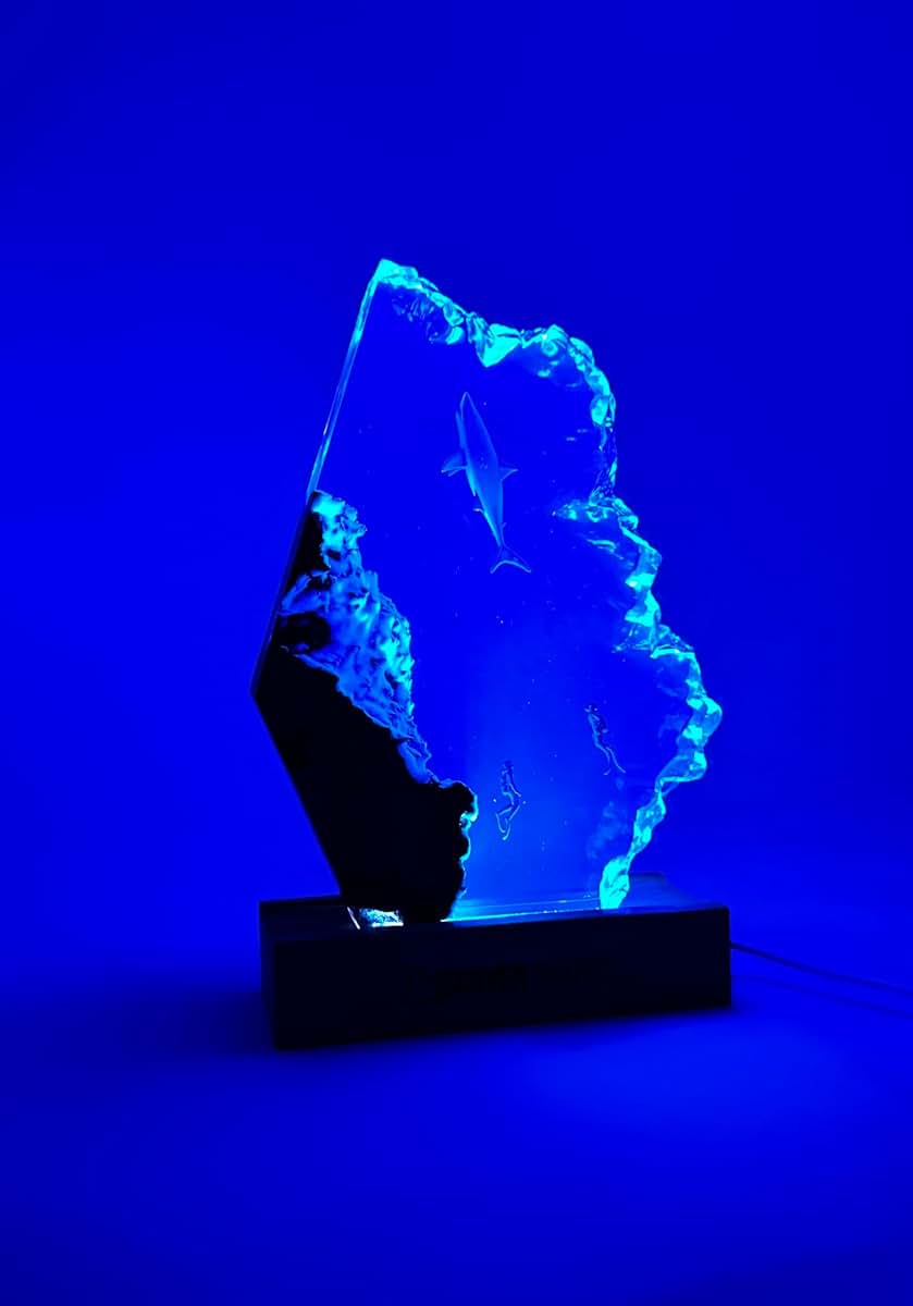 DiscoverSharks Great White LED Ocean Night Lamp - Resin Decor for Desk or Bedroom