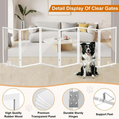 TSAYAWA Clear Acrylic Dog Gate, 6 Panel, 107.957-Inch Wide