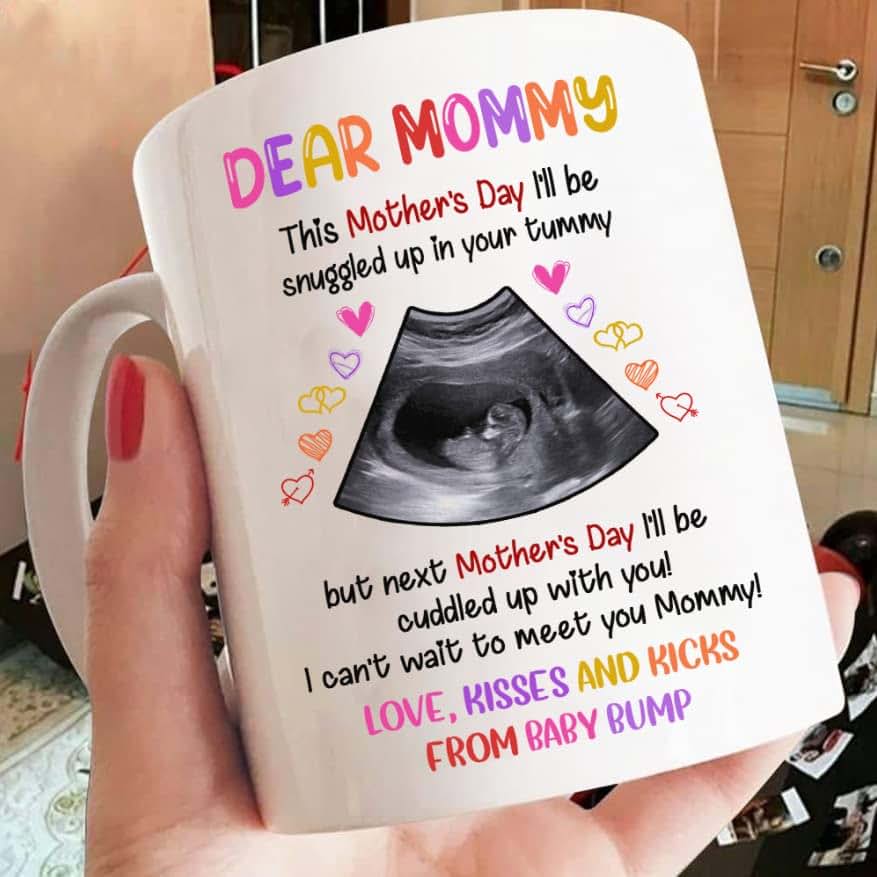 Lafine Personalized Dear Mommy Sonogram Picture Mug - 11oz Ceramic Drinkware