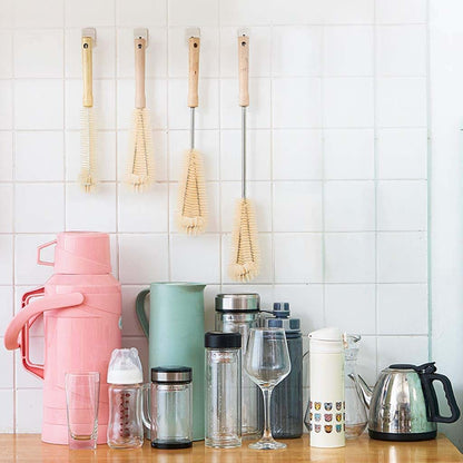 BOGEEL Wood Handle Brush L-Shaped Baby Bottle Brush Gadget for Home Kitchen Glass Cup Water Bottle (photo 3)