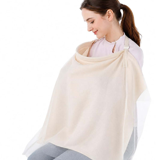 Susade Muslin Nursing Cover Up for Baby Breastfeeding Breathable Cotton Breastfeeding Cover with Rigid Hoop Adjustabl