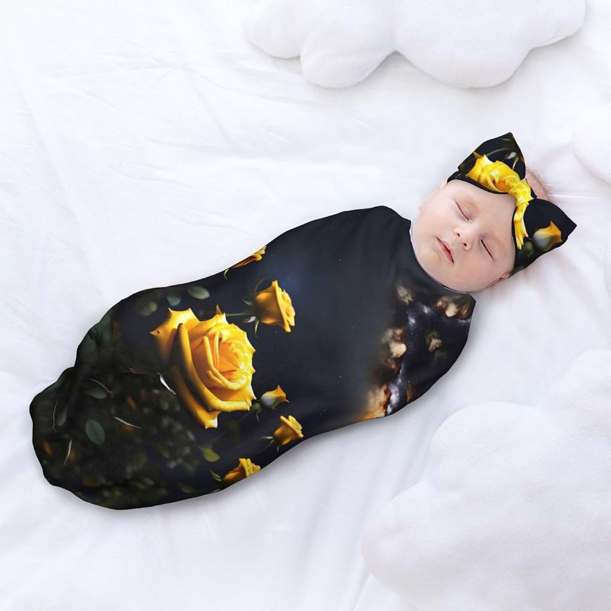 WZYCWB Yellow Roses Swaddle Set For Newborn (photo 3)